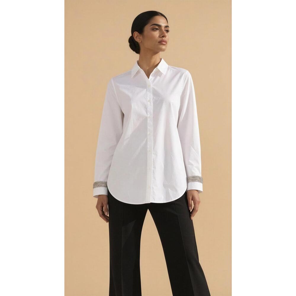 INC International Concepts Women's Long Sleeve Rhinestone Button Shirt Top